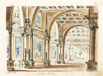 METRODORO CONTI (1810-1887) Group of 14 Italian scenic designs, mostly Roman and Venetian views.
